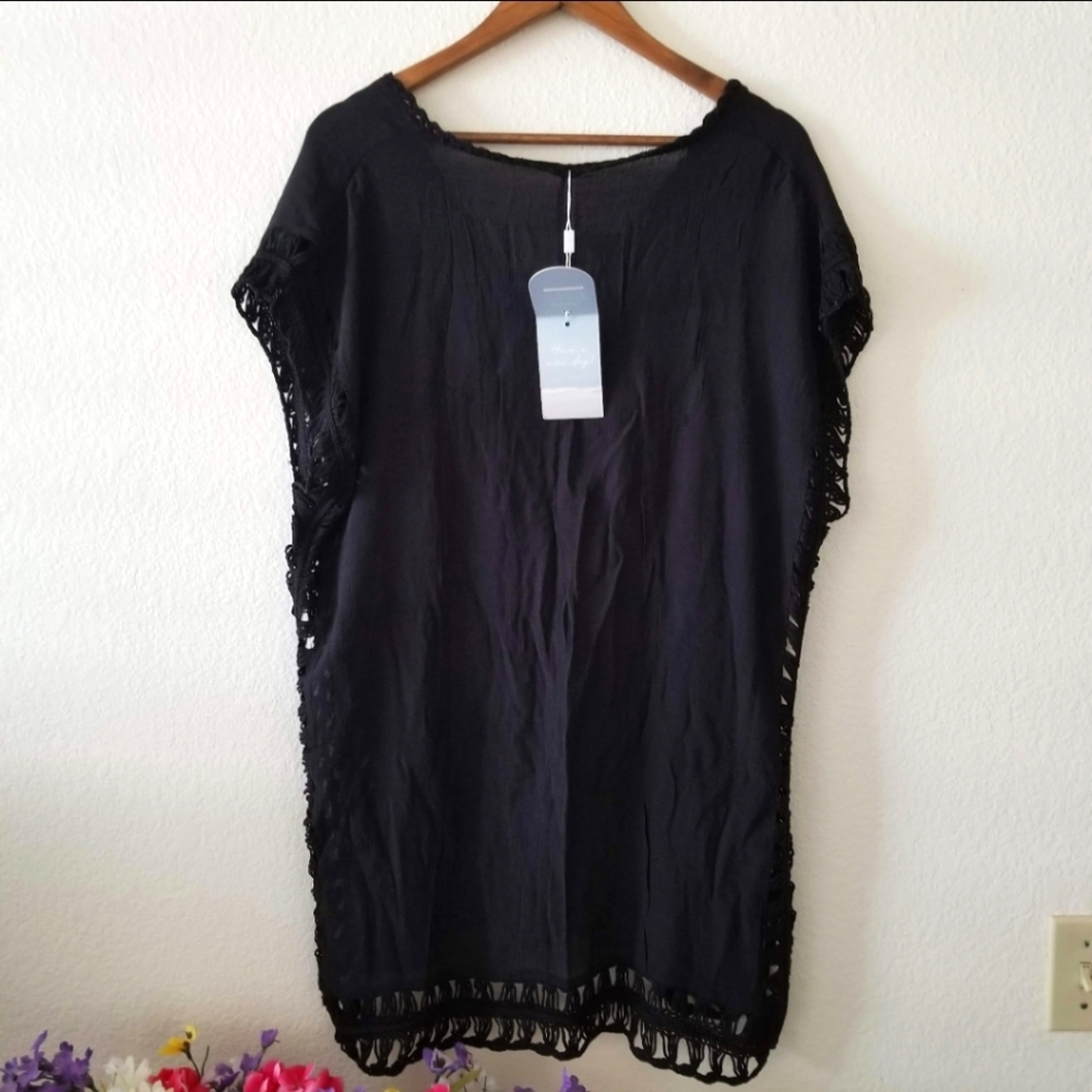 NWT Black Beach Coverup Swim Essential - Picture 4 of 8